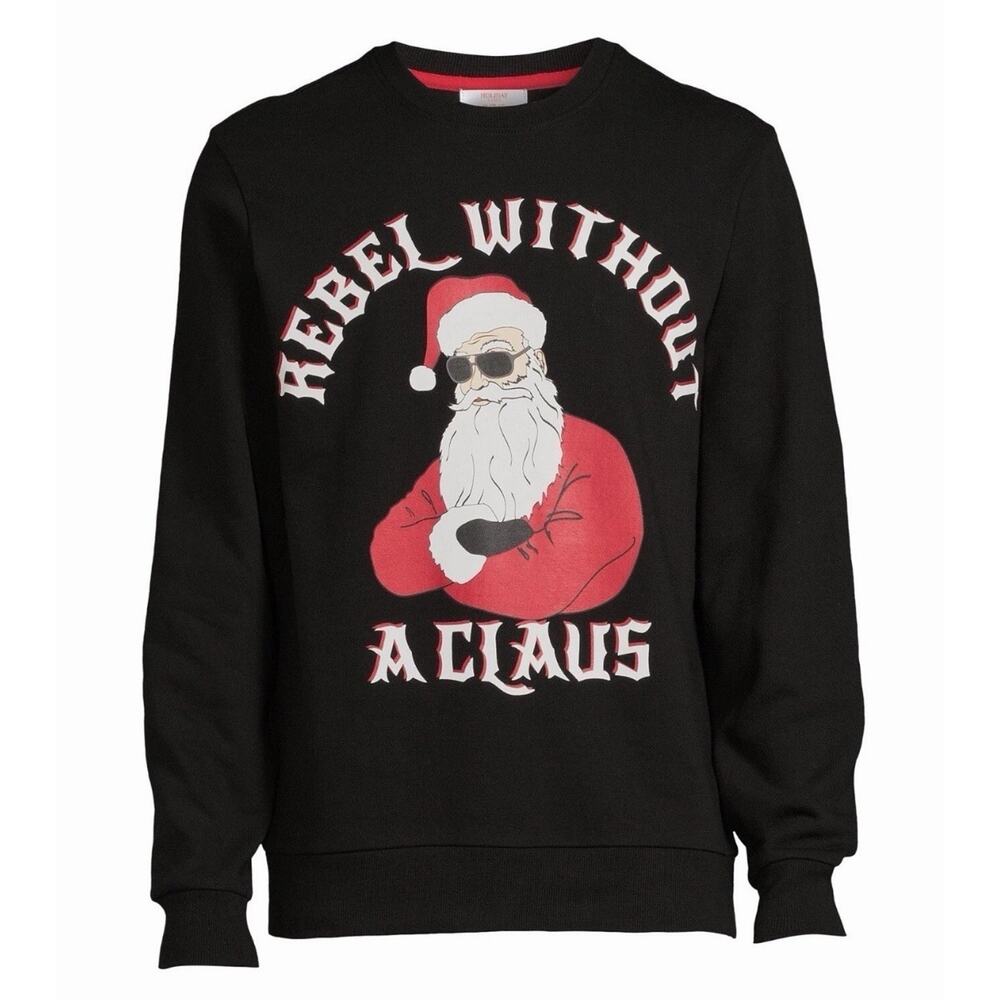 Holiday Men's Rebel Without A Claus Christmas Santa Sweatshirt Size 2XL 50 52